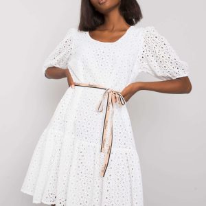 White dress with ruffle Maray