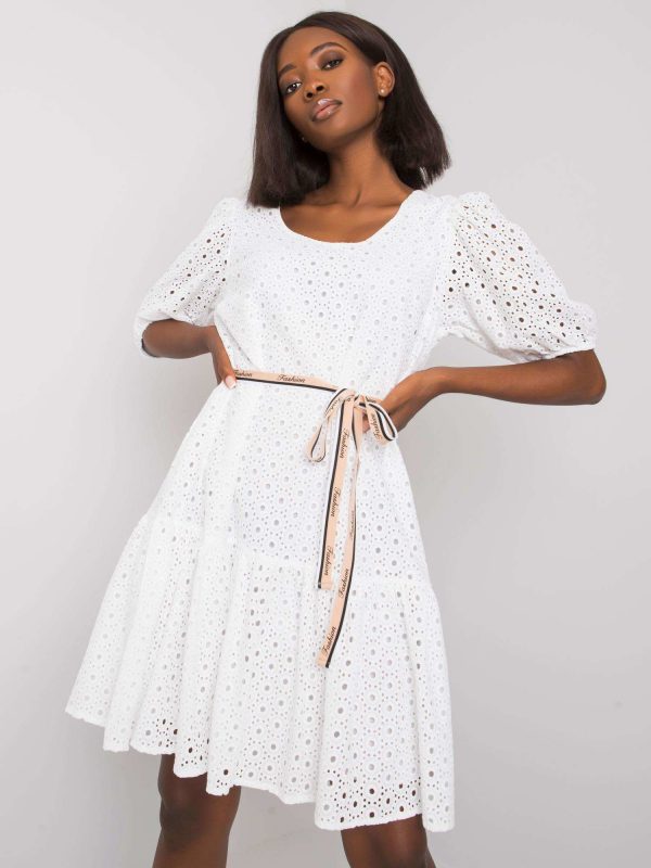 White dress with ruffle Maray