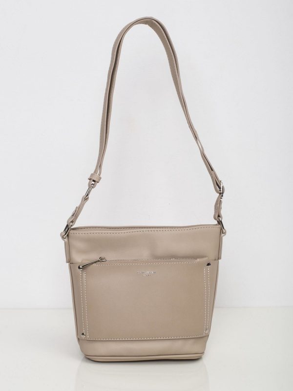 Dark beige leatherette handbag