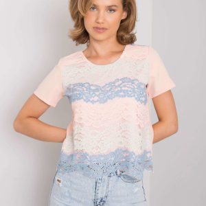 Peach blue blouse with lace Zahra