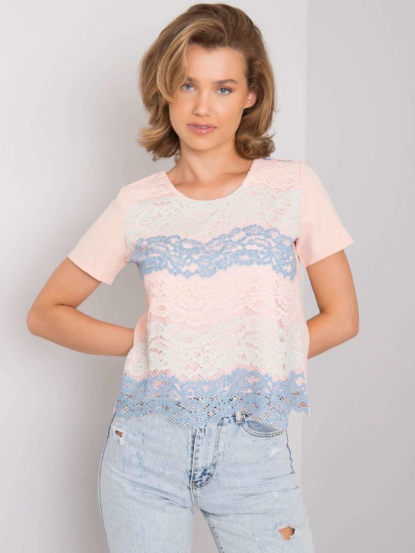 Peach blue blouse with lace Zahra