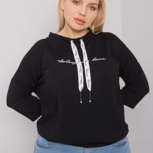 Black plus size blouse with Perry inscription