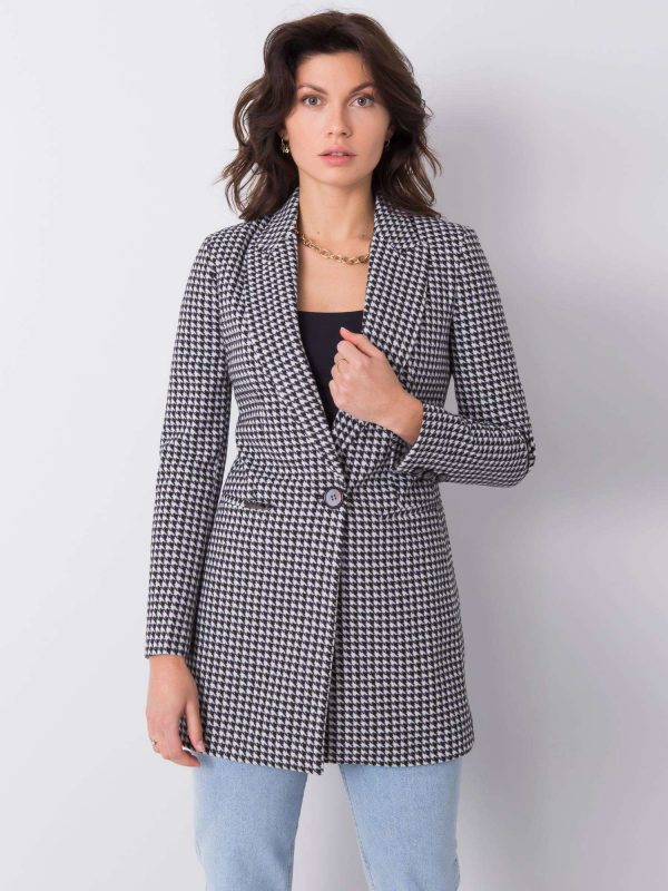 White and black houndstooth coat Adelia