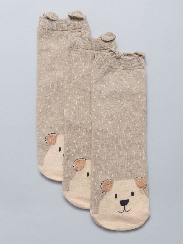 Light beige socks with pets 3-pack