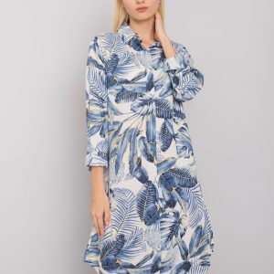 Dark Blue Printed Shirt Dress Rochester RUE PARIS