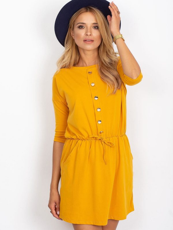 Mustard dress with buttons