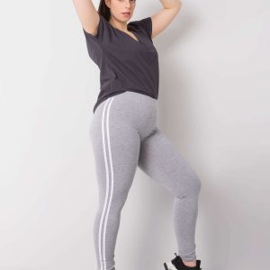 Millie Grey Melange Plus Size Cotton Leggings