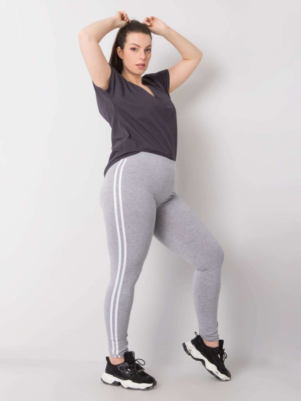 Millie Grey Melange Plus Size Cotton Leggings