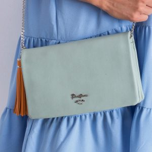 Mint soft clutch bag with pendant