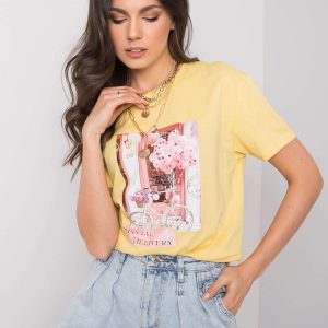 Yellow T-shirt with appliqués by Alandra