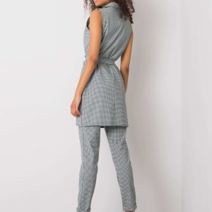 Nell Black and Green Checkered Vest