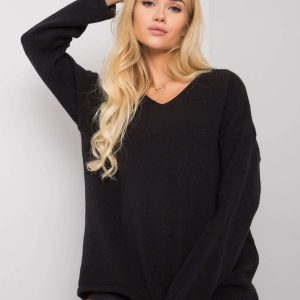 Black V-neck sweater Georgia OCH BELLA