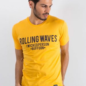 Yellow t-shirt for men Waves