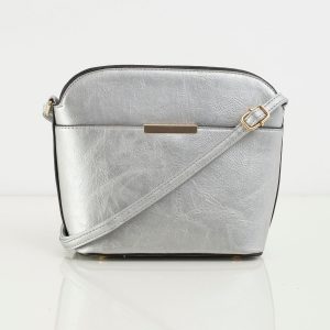 Women's silver handbag made of eco leather