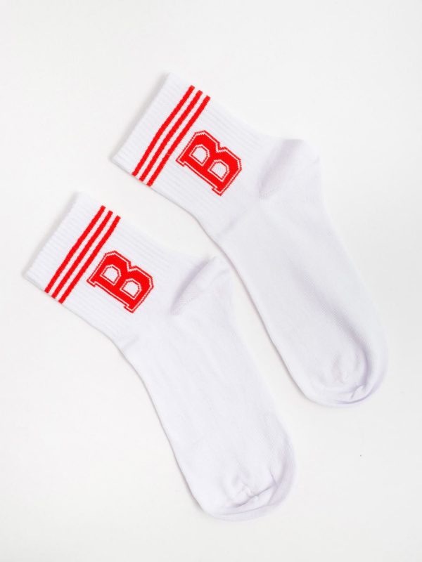 White and red sports socks