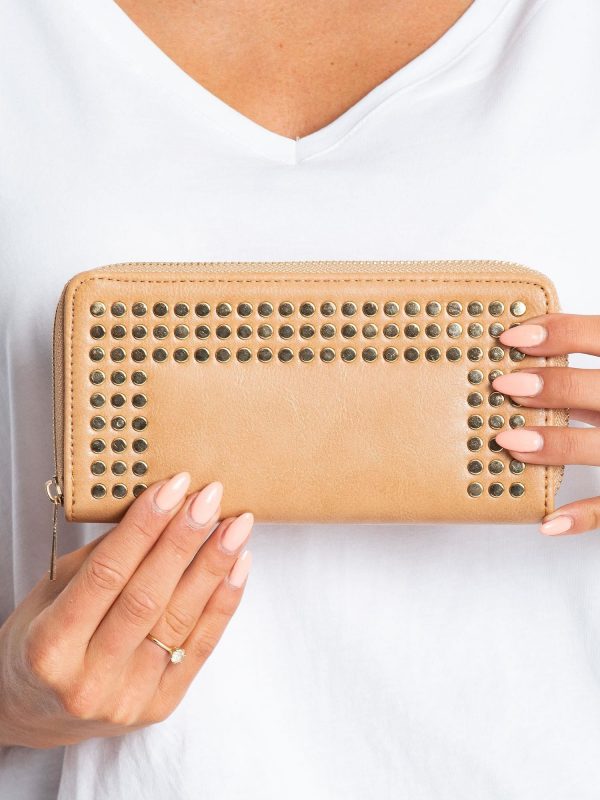 Beige wallet with studs