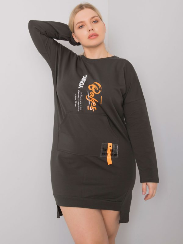 Dark Khaki Plus Size Sweatshirt Dress Akira