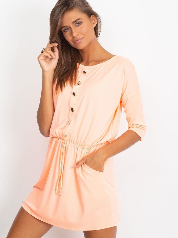 Peach dress with buttons