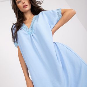 Light blue oversize dress with lace