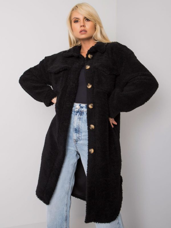 Jolene RUE PARIS Black Long Fur Shirt