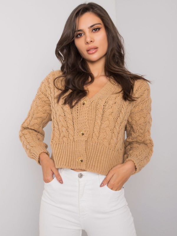 Camel sweater with buttons with braids Avezzano SUBLEVEL