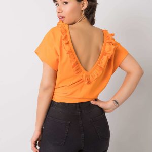 Orange blouse with flounces by Leanne