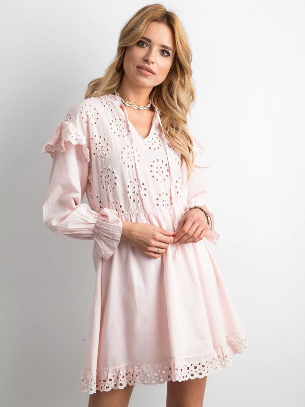 Pink boho dress with flounces