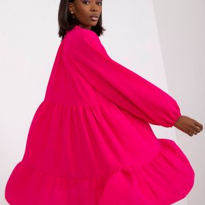 Fuchsia Loose Ruffle Mini Dress