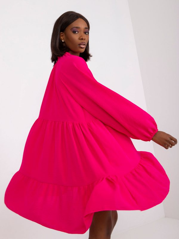 Fuchsia Loose Ruffle Mini Dress