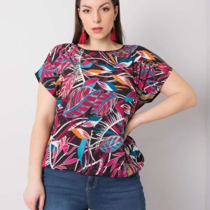 Black and fuchsia blouse plus size Sandra