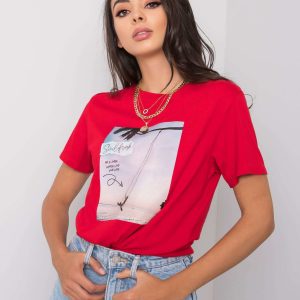 Red T-shirt with Oriana print