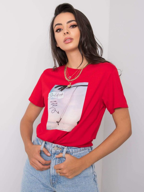 Red T-shirt with Oriana print