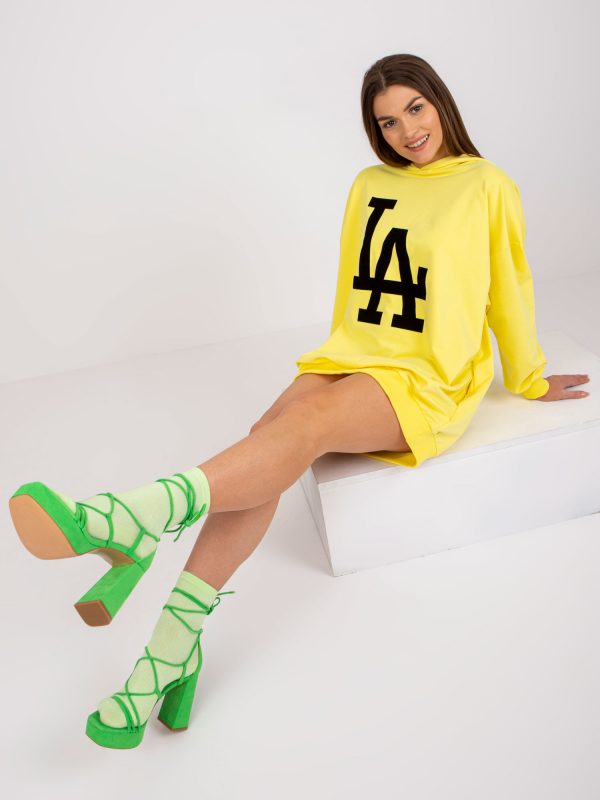 Yellow Cotton Hooded Sweatshirt