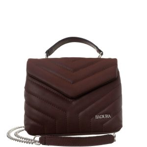 Brown quilted leather mailbag BADURA