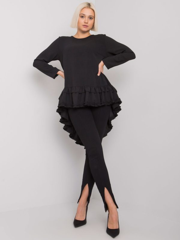 Black blouse with ruffle Tracy RUE PARIS