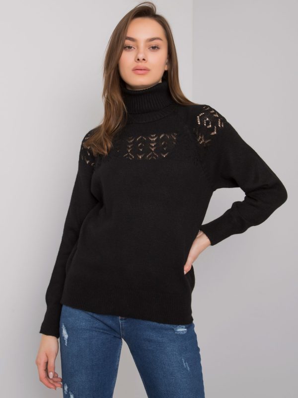 Black Knitted Turtleneck Sweater Requena RUE PARIS