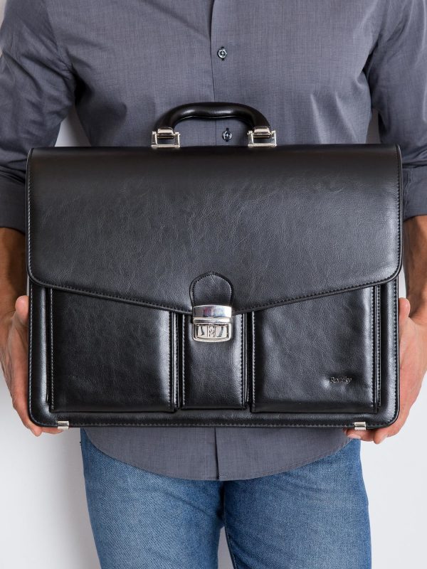 Men's Briefcase Leather Black