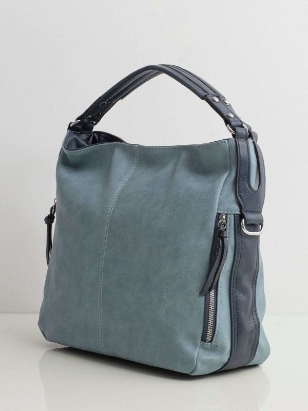 Light Blue Eco Leather City Bag