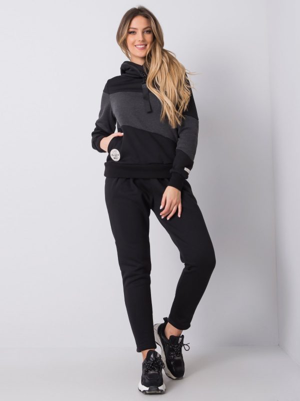 Black tracksuit with floral hooded belts