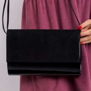 Black clutch bag with suede insert