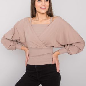 Dark beige women's cotton blouse Chavri RUE PARIS