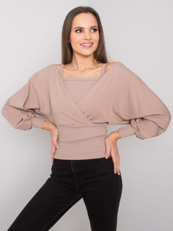 Dark beige women's cotton blouse Chavri RUE PARIS