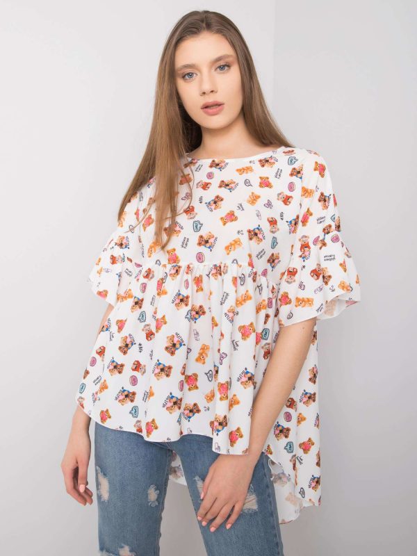 White blouse with Remi prints