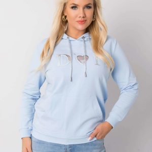 Light Blue Plus Size Kangaroo Hoodie Shila