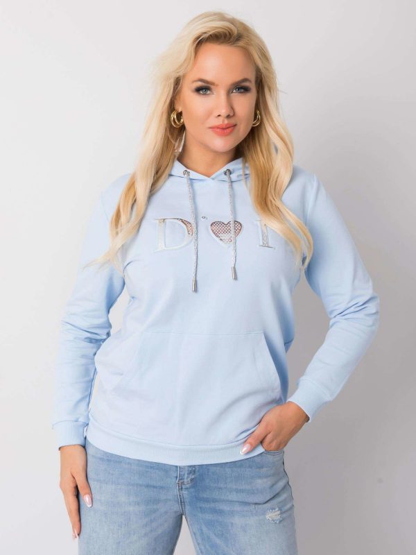 Light Blue Plus Size Kangaroo Hoodie Shila