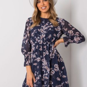 Navy blue floral dress Tamila RUE PARIS