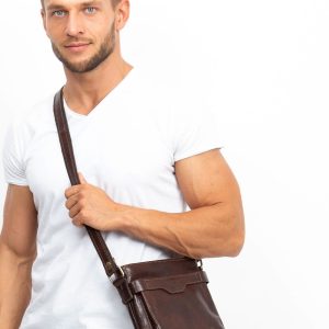 Men's bag leather dark brown