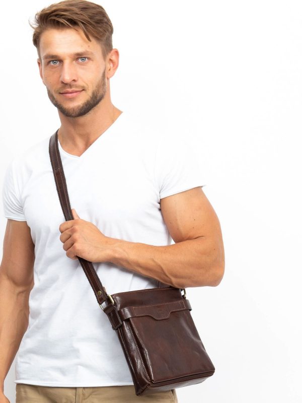 Men's bag leather dark brown