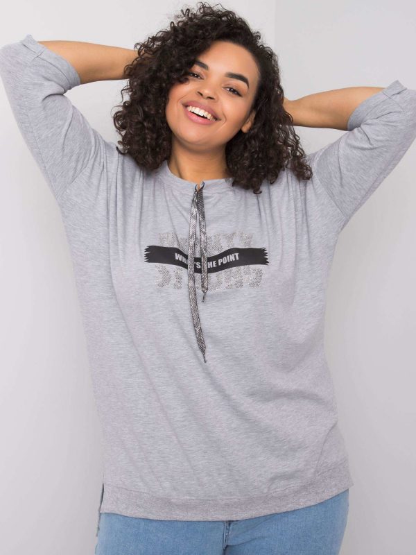 Grey melange blouse with Raissa inscription