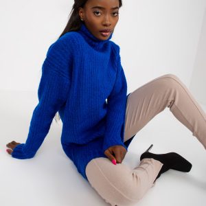 Daventry RUE PARIS Cobalt Loose Turtleneck Sweater